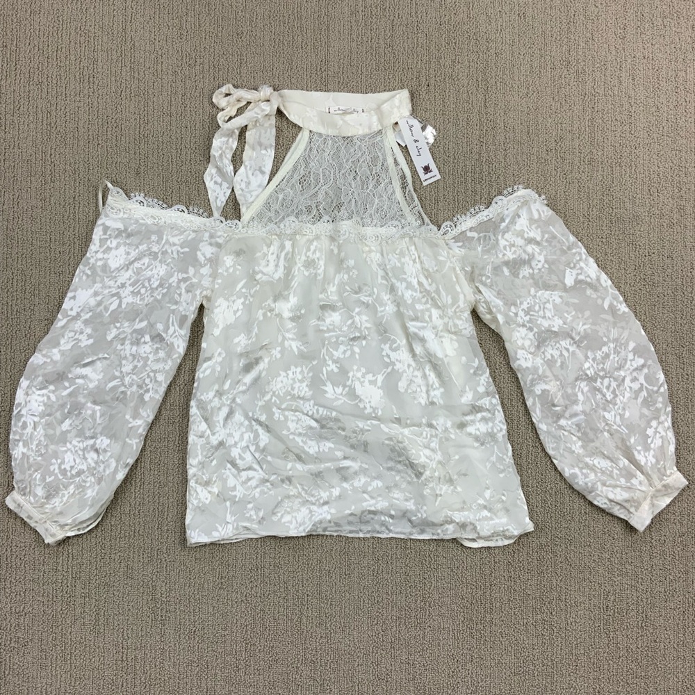 White Satin & Lace Off-the-shoulder top